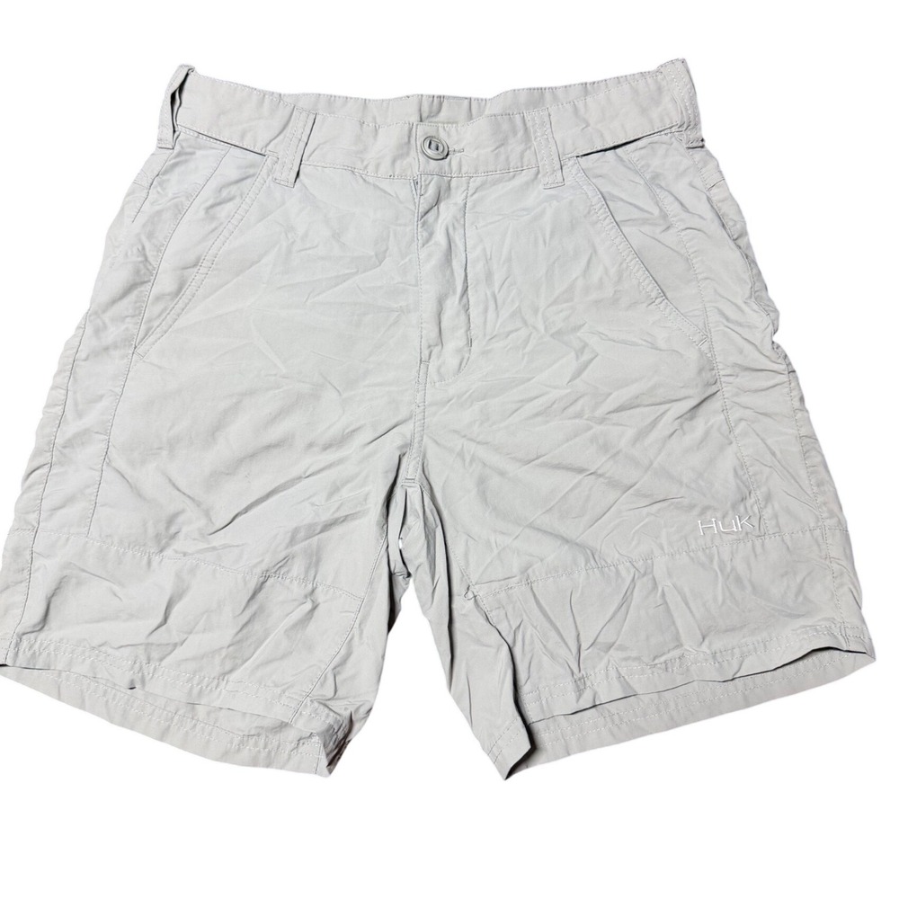 Huk Fishing Shorts Medium Gray Excellent Performance Outdoor Cargo Pockets